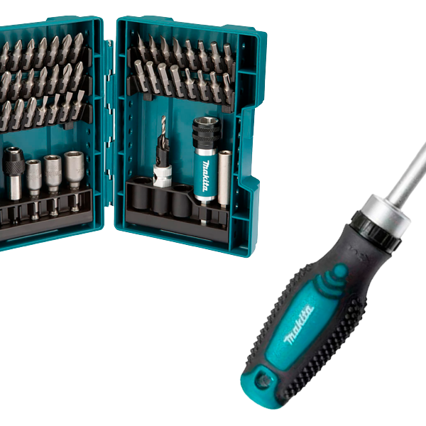Set de Puntas 47 Piezas +  Atornillador Manual de Carraca. (D73461+D58833)